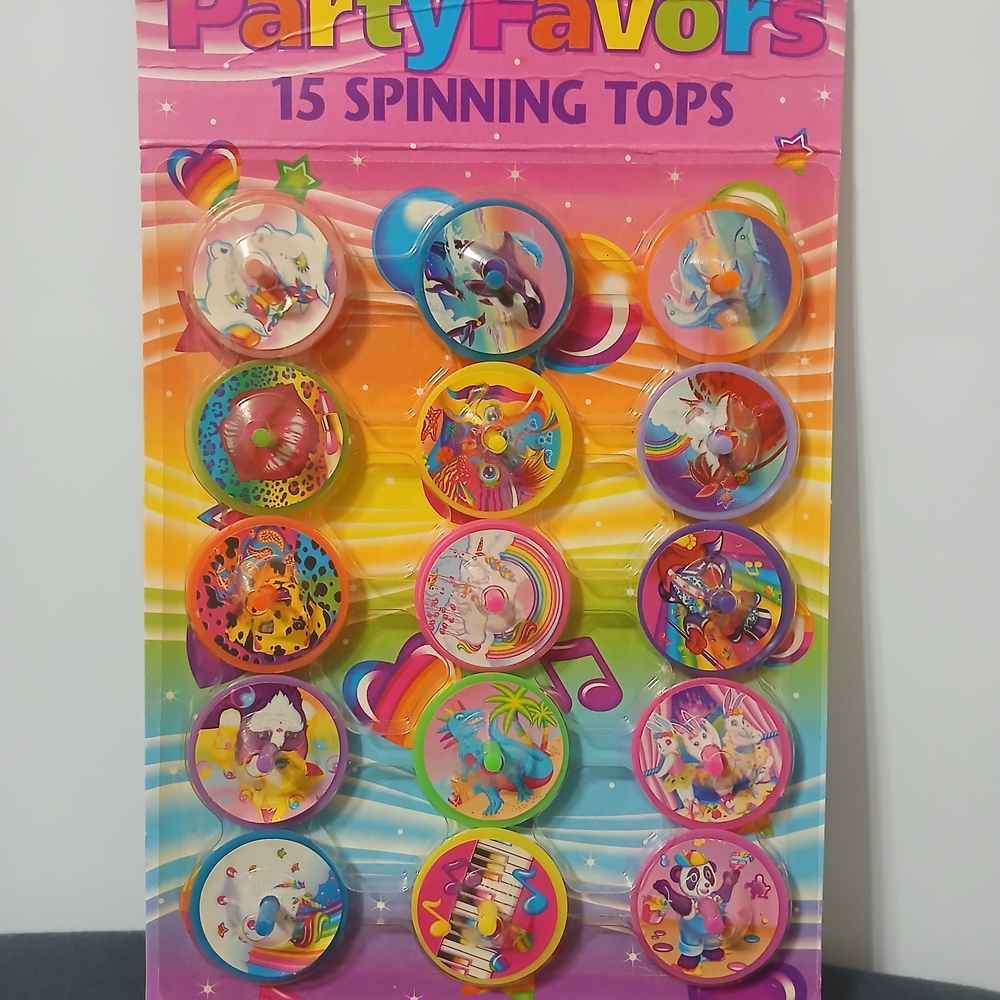 Rare HTF Vintage Lisa Frank Vibrant Spinning Tops Party Favors